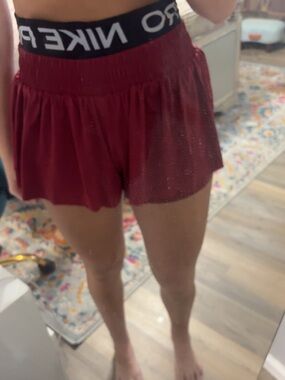 Red/Maroon Mini Skort with Elastic Waistband